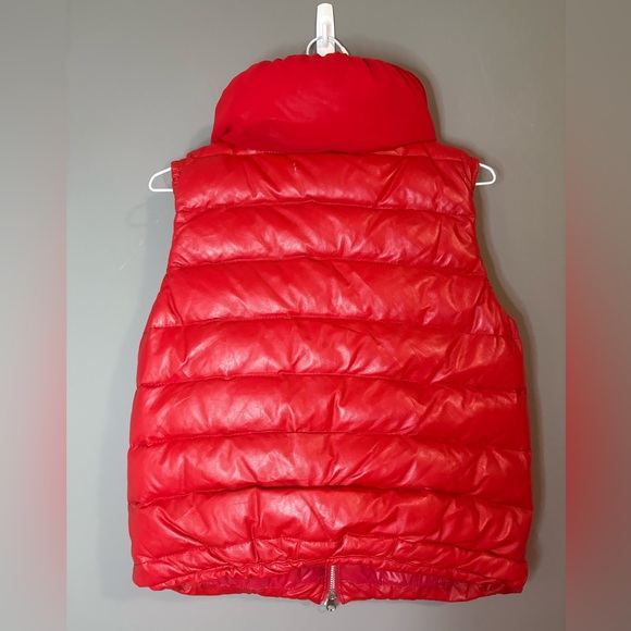 Nolito Italy size M Leather Red Puffer Vest, full front zip with pockets - Picture 7 of 9